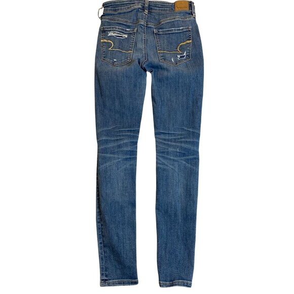 American Eagle Women's Jeans Size 4 Distressed Super Stretch Skinny Regular - Picture 2 of 16